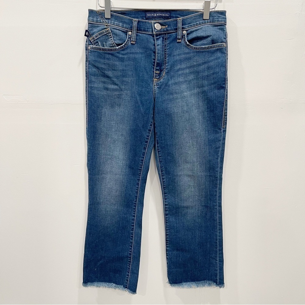 Rock & Republic Kamilla Jeans Raw Hem Size 10 Medium Wash